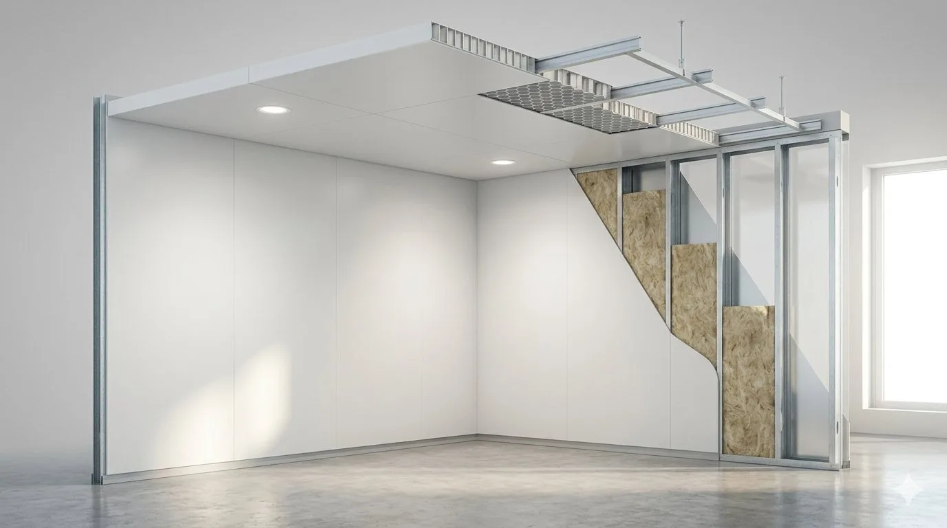 Suspended ceiling system with metal framework